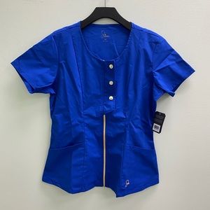 Blue Jaanuu Full-Zip Scrub Top